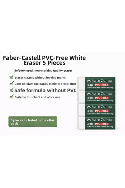 Generic Brand No24 Pvc Free White Eraser 5 Pieces Non-Marking Y Soft-Textured...