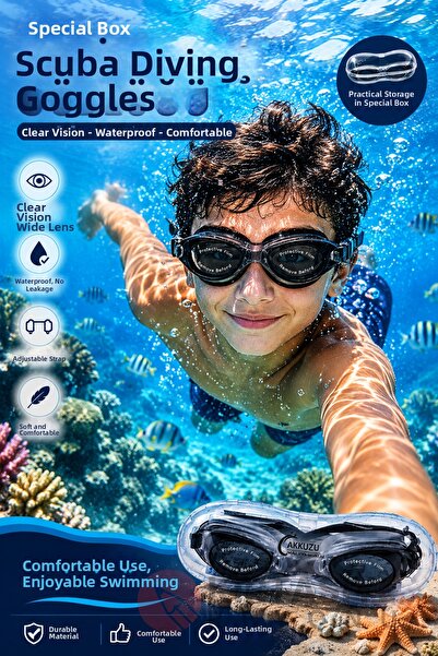 Kids Like نظارات سباحة خاصة للبحر وحمام السباحة مع علبة