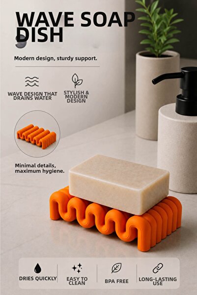expres hediye Wave Formed Modern Soap Dispenser – Hygienic Soap Stand with Wa...