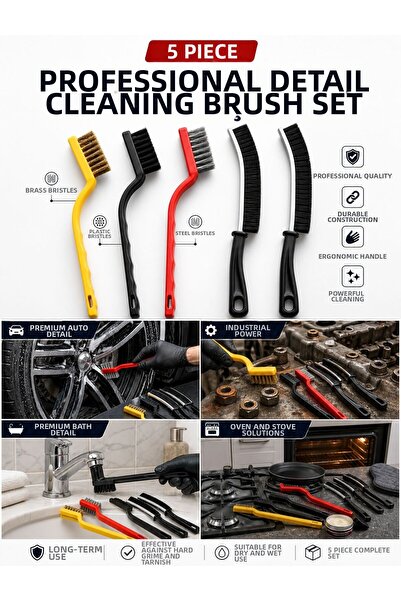 TARIK HOME 5 Piece Professional Detailed Cleaning Brush Set