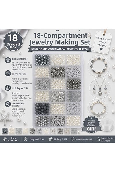 By MO Accessories New Season Summer Jewelry Design Set with Gray Beads and Pe...
