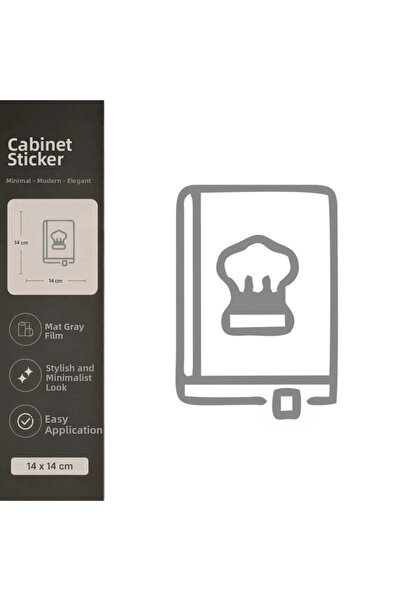 Reysa Tasarım Cookbook Matte Gray Decorative Foil Sticker 14X14 cm