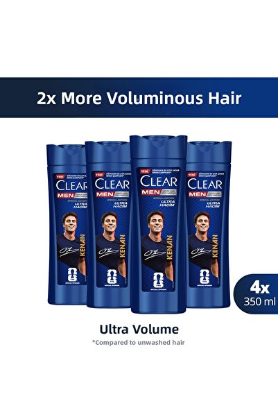 Clear شامبو كينان يلدز فعال ضد القشرة للرجال، حجم كبير 350 مل × 4