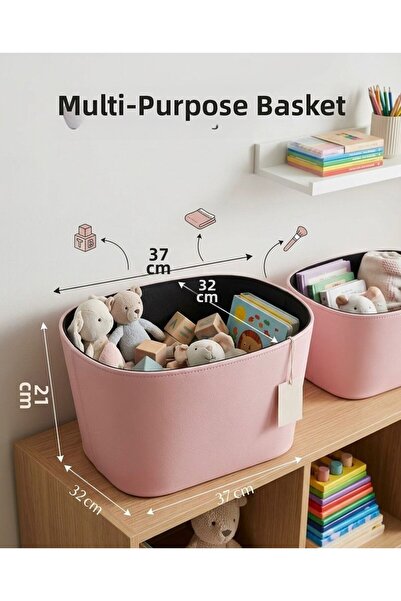 Adalinhome Premium Faux Leather Multi-Purpose Organizer Storage Basket |   To...