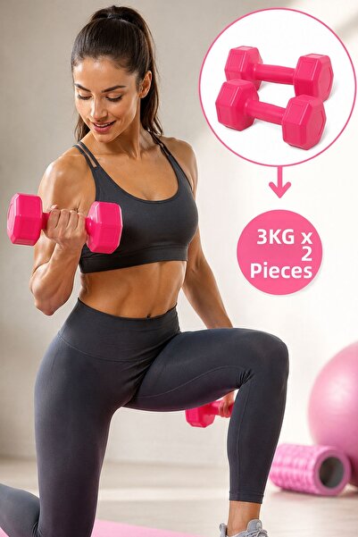 Jet 3 kg X 2 Pcs Black Plastic Dumbbell Set Total 2 kg Hand Weight Fitness Pi...