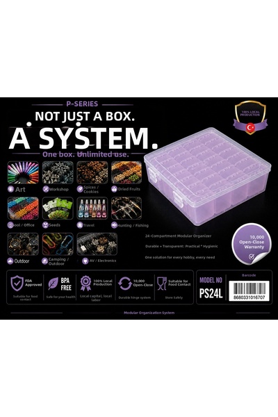 P-SERİSİ 24-Piece Plastic Transparent Lilac Box Set 24 Small 1 Large Modular ...