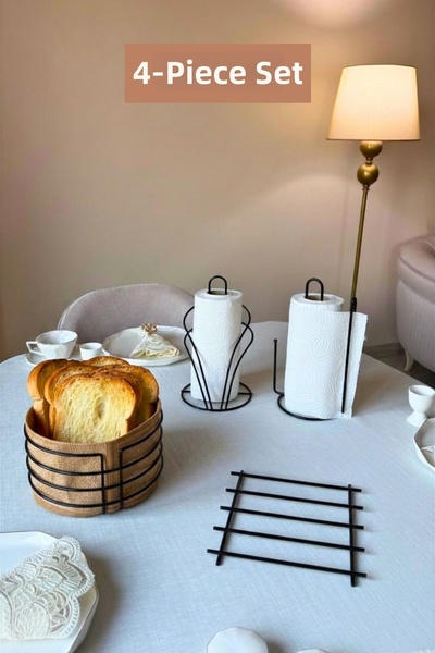 Edora Home Set of 4 Black Swan Napkin Holder, Upright Paper Towel Holder, Rou...