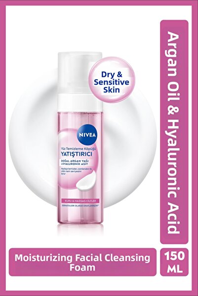 NIVEA Soothing Face Wash Foam 150ml, Dry and Sensitive Skin, Argan Oil, Hyalu...