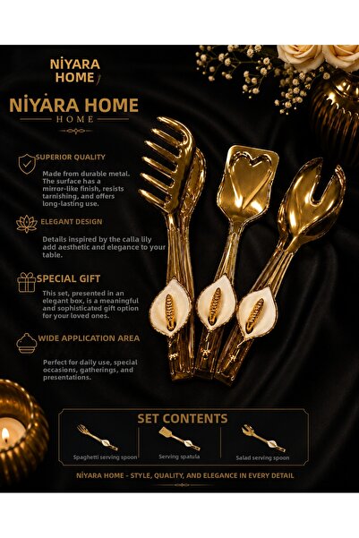 Niyara home نيارا - طقم منزلي 3 قطع عالي الجودة مصنوع من المعدن المتين. سطح ذ...