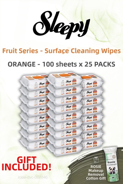 Sleepy 25-Pack Orange 100-Sheet Surface Cleaning Towels and Rosie
