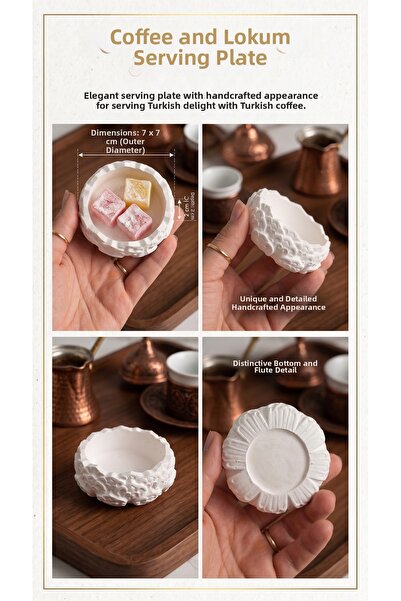 CANSEB Elegance Beton - 7X7Cm - Patterned Coffee Side Small Turkish Delight P...