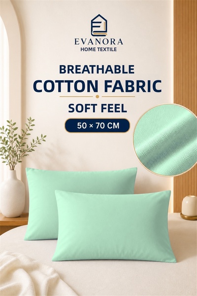evonora Set de 2 fețe de pernă Evanora Home Textile Seria Riva, verde mentă, 50 x 70 cm