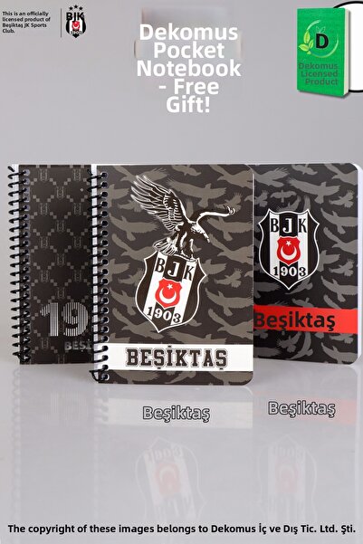 Beşiktaş "Dekomus Pocket Notebook with Gift" New Season Licensed Hard Cover N...