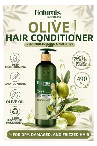 Naturals By Watsons إصلاح مكثف وترطيب: بلسم الشعر بزيت الزيتون 490 مل - للشعر...