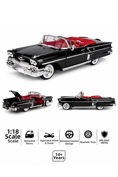 craftivio 1:18 1958 Chevy Impala Black Diecast Model Classic Car