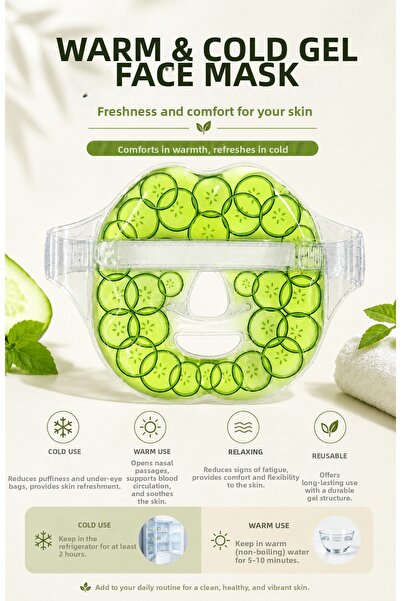 MAQYA KOZMETİK Hot Cold Gel Cucumber Face Mask – Reusable Relaxing Cold Hot F...