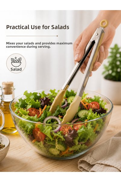 Lavider 26 cm Metal Body Silicone Tip Kitchen Tongs – Medium Size Multi-Purpose Serving and Cooking Tongs