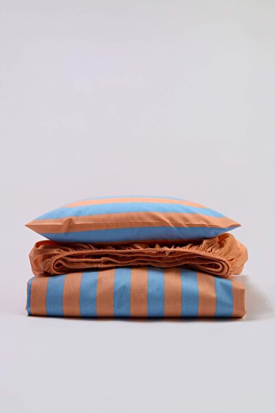 TRENDYOLMİLLA HOME Σετ Παπλωματοθήκη Μονό Κρεβάτι με Ριγέ Ελαστικά Σεντόνια T...