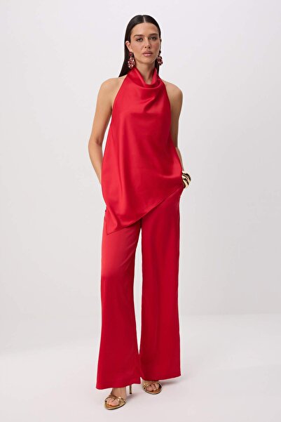 Trendyol Collection Set de top și pantaloni de petrecere din satin țesut, făr...