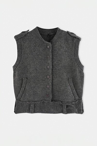 Trendyol Collection Anthracite Thick Belt Detailed Regular Knitwear Vest Twoa...