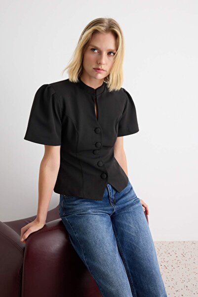 Trendyol Collection Jachetă neagră tip blazer TWOAW27BC00001