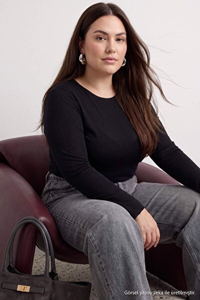 Trendyol Curve Black Transparent Flexible Bodycon Knitted Blouse Tbbaw27Af00023