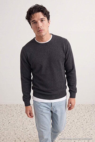 Trendyol Collection Anthracite Black Regular/Comfort Fit Soft Touch Sweatshir...