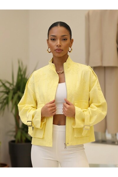 LOKADI Γυναικείο μπουφάν με κέντημα μπροντέ, oversized - Εποχιακό μπουφάν bom...