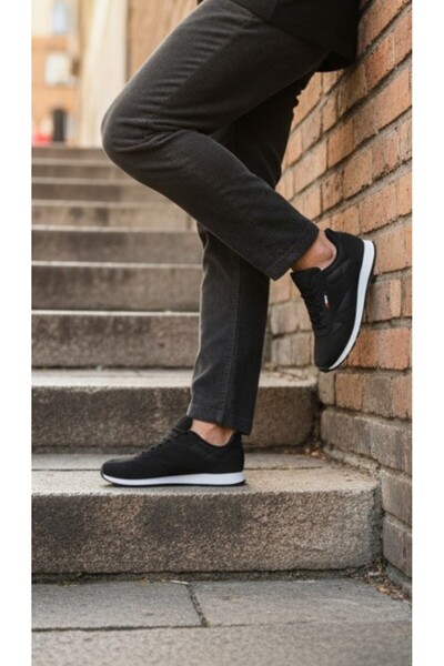 STAR STEP Men's Black and White Lace-Up Daily Comfortable Casual Comfortable ...