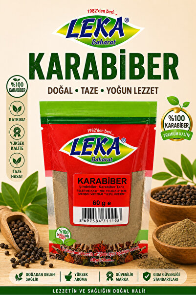 leka baharat Karabiber 60 g – Doğal, Katkısız, Yüksek Aromalı Öğütülmüş Karab...