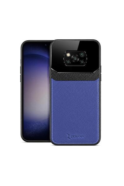 Zebana Xiaomi Poco X3 NFC Uyumlu Kılıf Lens Deri Kılıf Lacivert