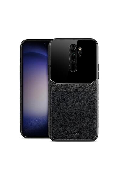 Zebana Xiaomi Redmi Note 8 Pro Uyumlu Kılıf Lens Deri Kılıf Siyah