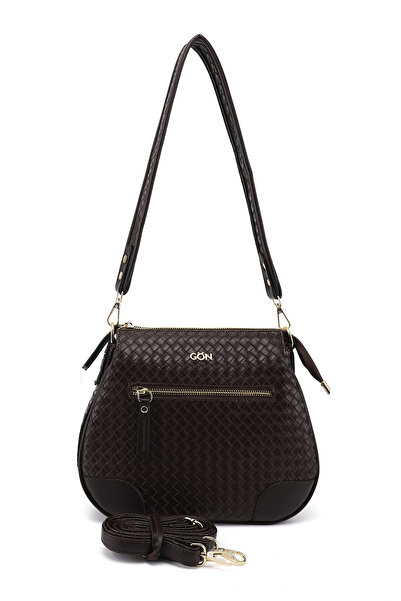 GÖNDERİ(R) Γυναικεία τσάντα ώμου με μακρύ λουράκι σε καφέ σχέδιο