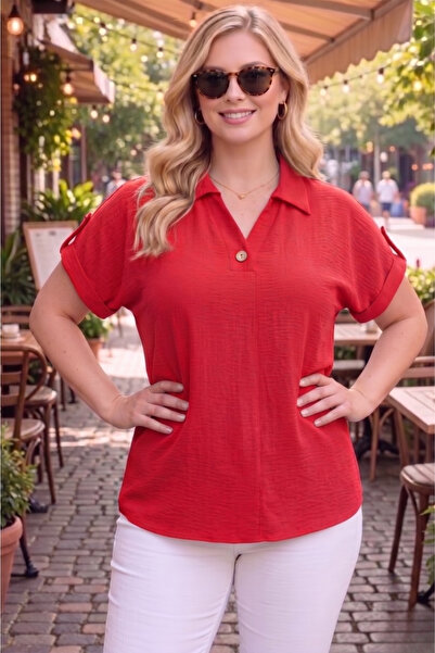 tarzımsüper Γυναικεία μπλούζα πουκάμισο με γιακά πόλο με κουμπιά