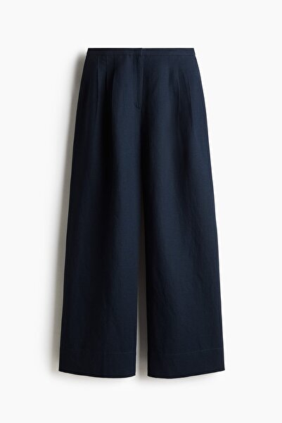 H&M Keten Karışımlı Geniş Pantolon