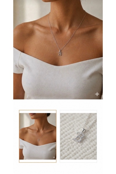 RozeJewelry Zarif Işıltı “B” Harf Kolye – Kişiye Özel Şıklık