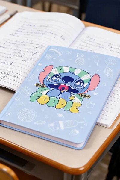 Miniso Disney Lilo & Stitch Lisanslı Foodie A5 Çizgili Sert Kapak Not Defteri...