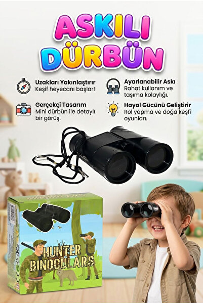 Black Toy Children's Binoculars with Strap Box