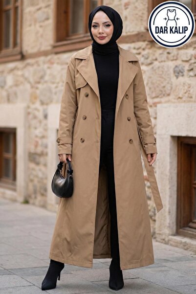 hafsamina Καμπαρντίνα με ζώνη και κουμπιά σε όλο το μήκος, βιζόν HM2891