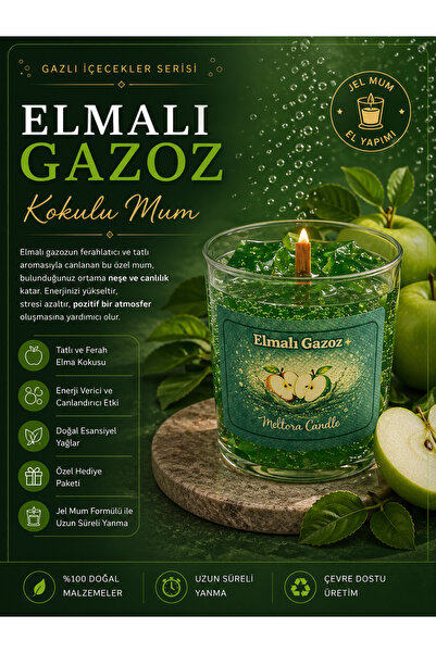 Elma Kokulu Gazoz Görünümlü Bardak Jel Mum