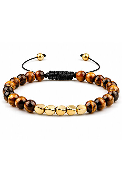 OutfitModa Ανδρικό βραχιόλι Tiger Eye με αιματίτη - Elegant Men's Accessories