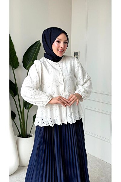 Moda Asrın Brode Dantel Kumaş Siyah Tunik