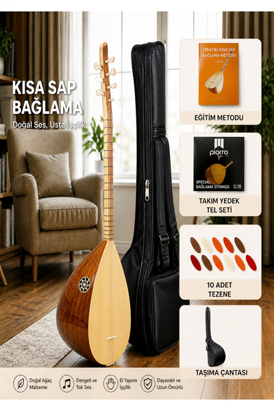 Piarro Maun Ağacı Kısa Sap Bağlama Seti Parlak Cila