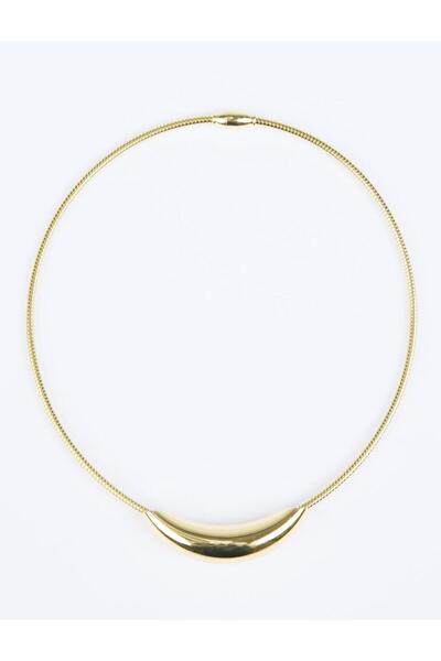 Jimmy Key Gold Color Asymmetrical Metal Figured Necklace