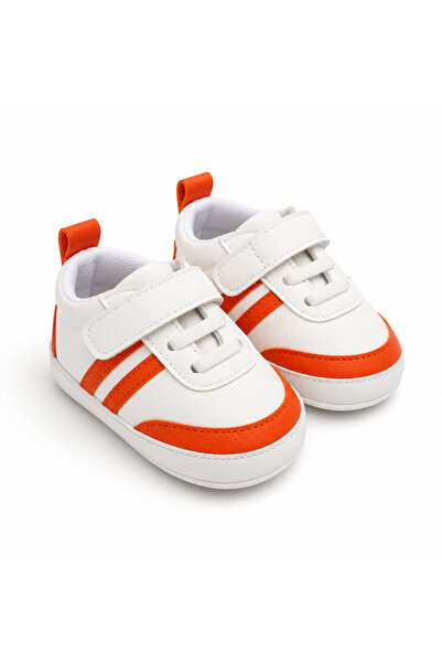 Bebelul Adidași BEBLUX albi și portocalii pentru bebeluși