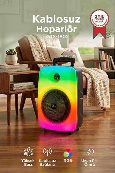 Torima Bluetooth Hoparlör Mikrofonlu Rgb Işıklı Taşınabilir Parti Speaker GTS...