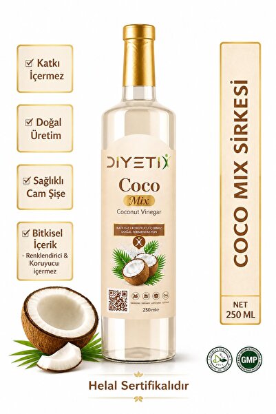 Diyetix Coco Mix -250 Ml | Hindistan Cevizi Sirkesi–Katkısız & Doğal Fermente...