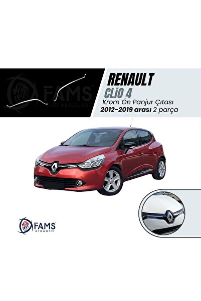 FAMS OTO AKSESUAR Renault Clio 4 Krom Ön Panjur Çıtası Uyumlu U Formlu 2 Parç...