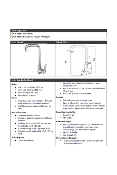 Creavit Bevel Krom Mutfak Armatürü BV8500
