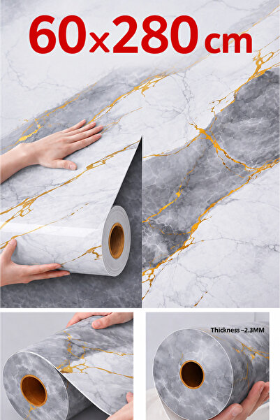 UKAB DEKOR 60x280 Cm Tek Parça Rulo Dekoratif Lükss Desen Kendinden Yapışkanl...